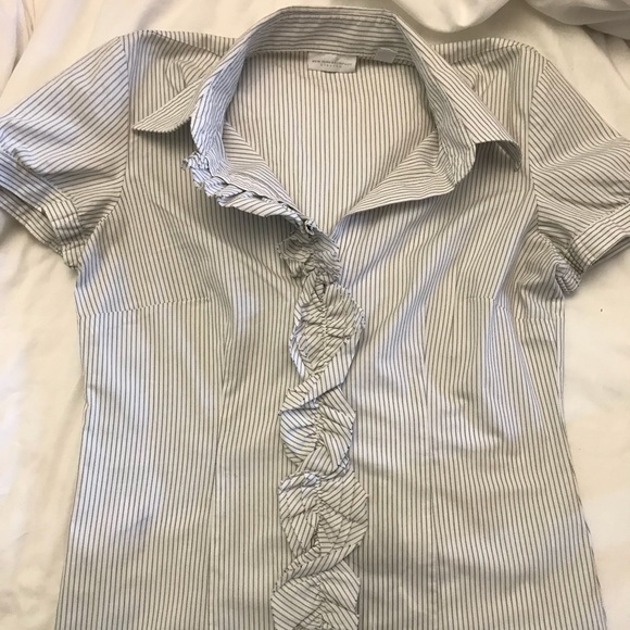 New York & Company Tops - New York Company Button Front Ruffle Blouse